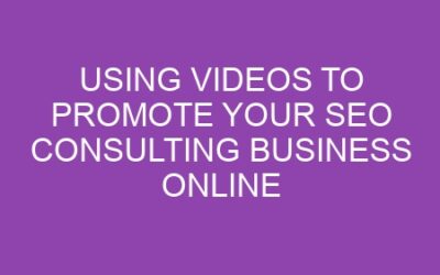 Using Videos to Promote Your SEO Consulting Business Online